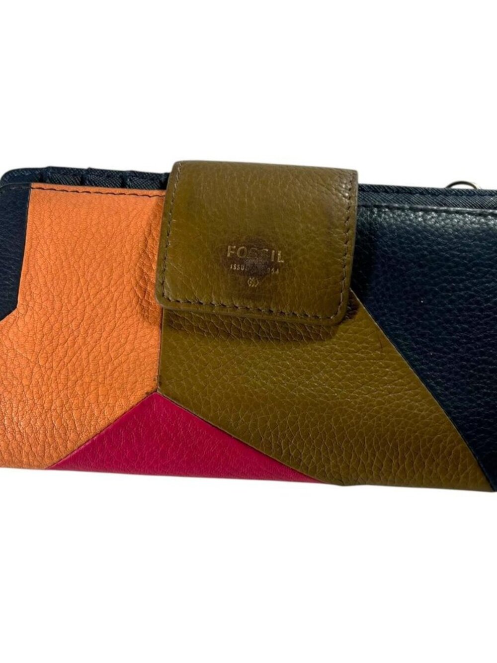 Vintage Fossil Colorblock Patchwork Leather Wallet